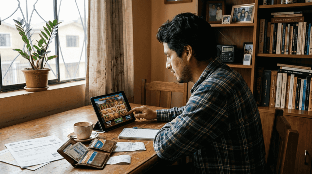 Un peruano disfruta de las tragamonedas online