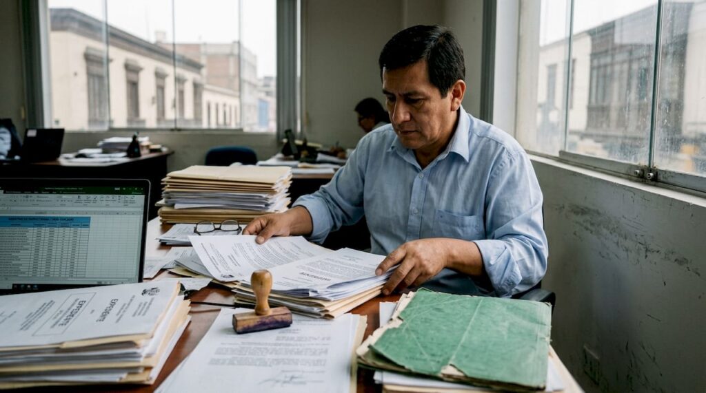 Auditor revisando la documentación de casinos online regulados