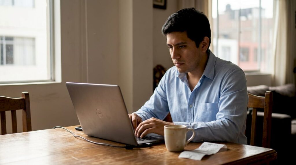 Un usuario analiza un casino online desde su portátil.