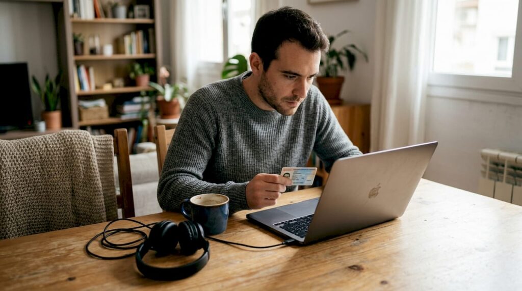 Persona navegando por un casino online desde su portátil