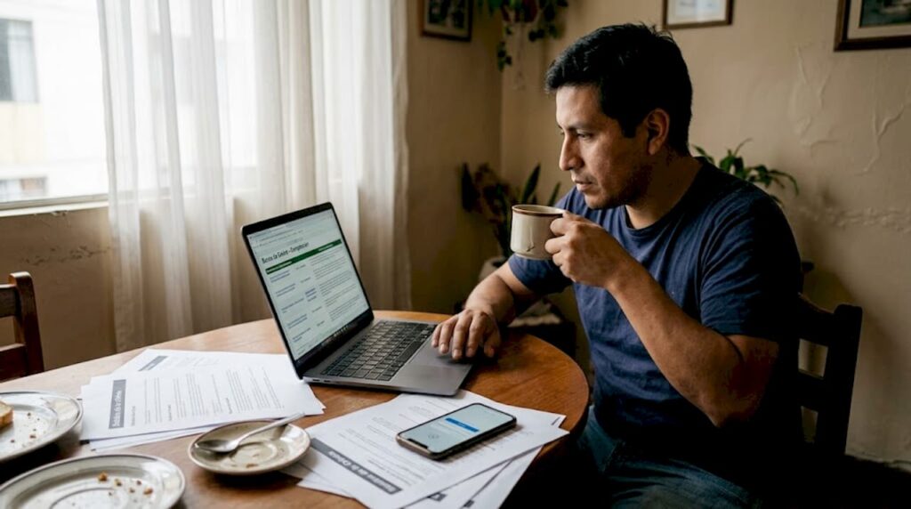 Hombre comparando las bonificaciones de distintos casinos desde la comodidad de su casa