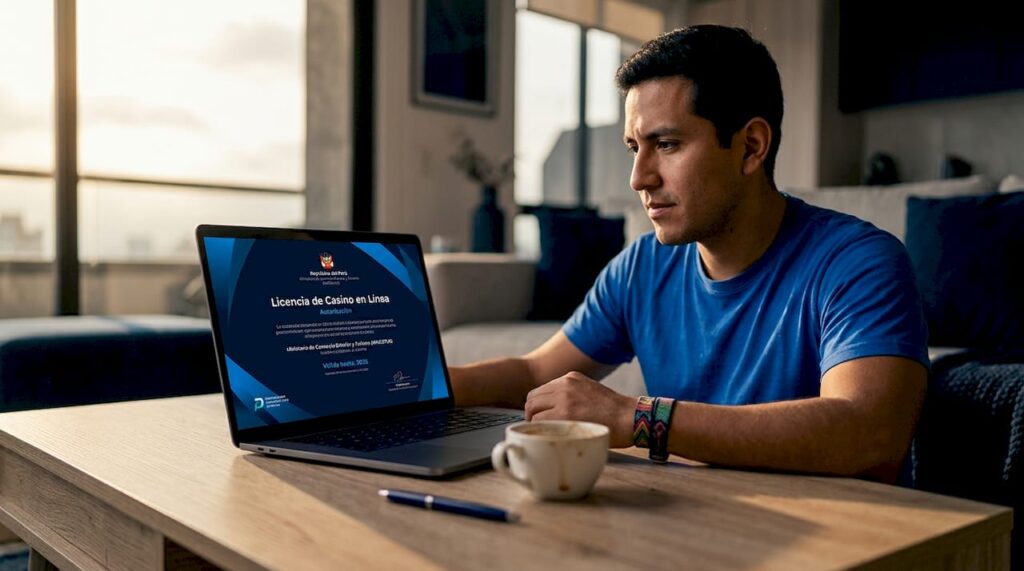 Un jugador peruano explorando un casino online desde su laptop.