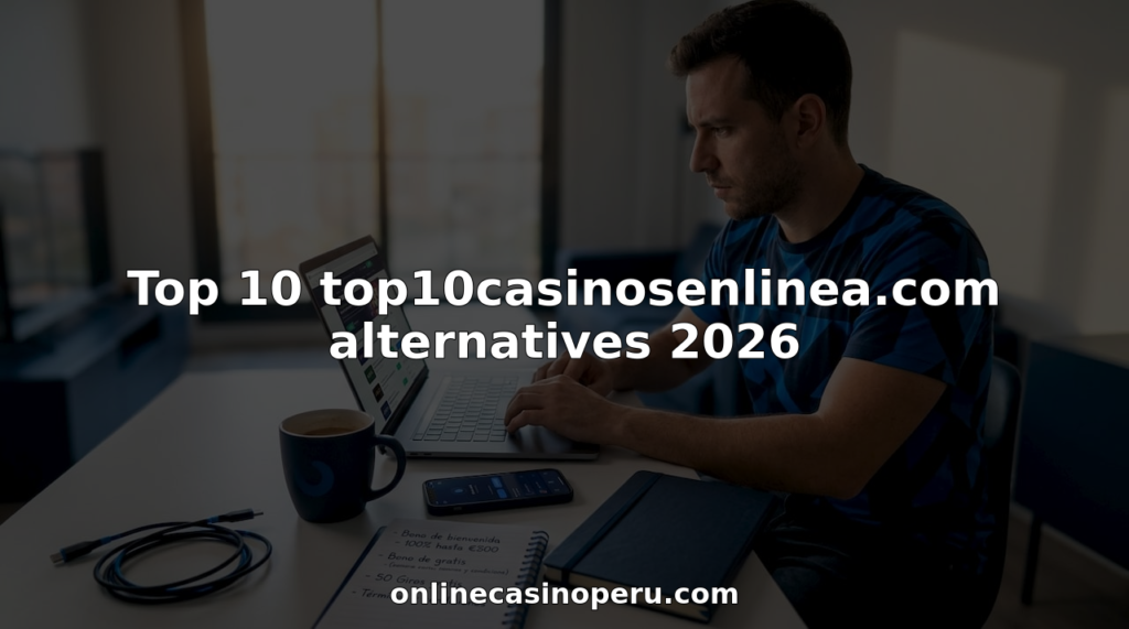 Un hombre revisa y compara diferentes páginas de casinos online mientras está sentado en la mesa del comedor de su casa.